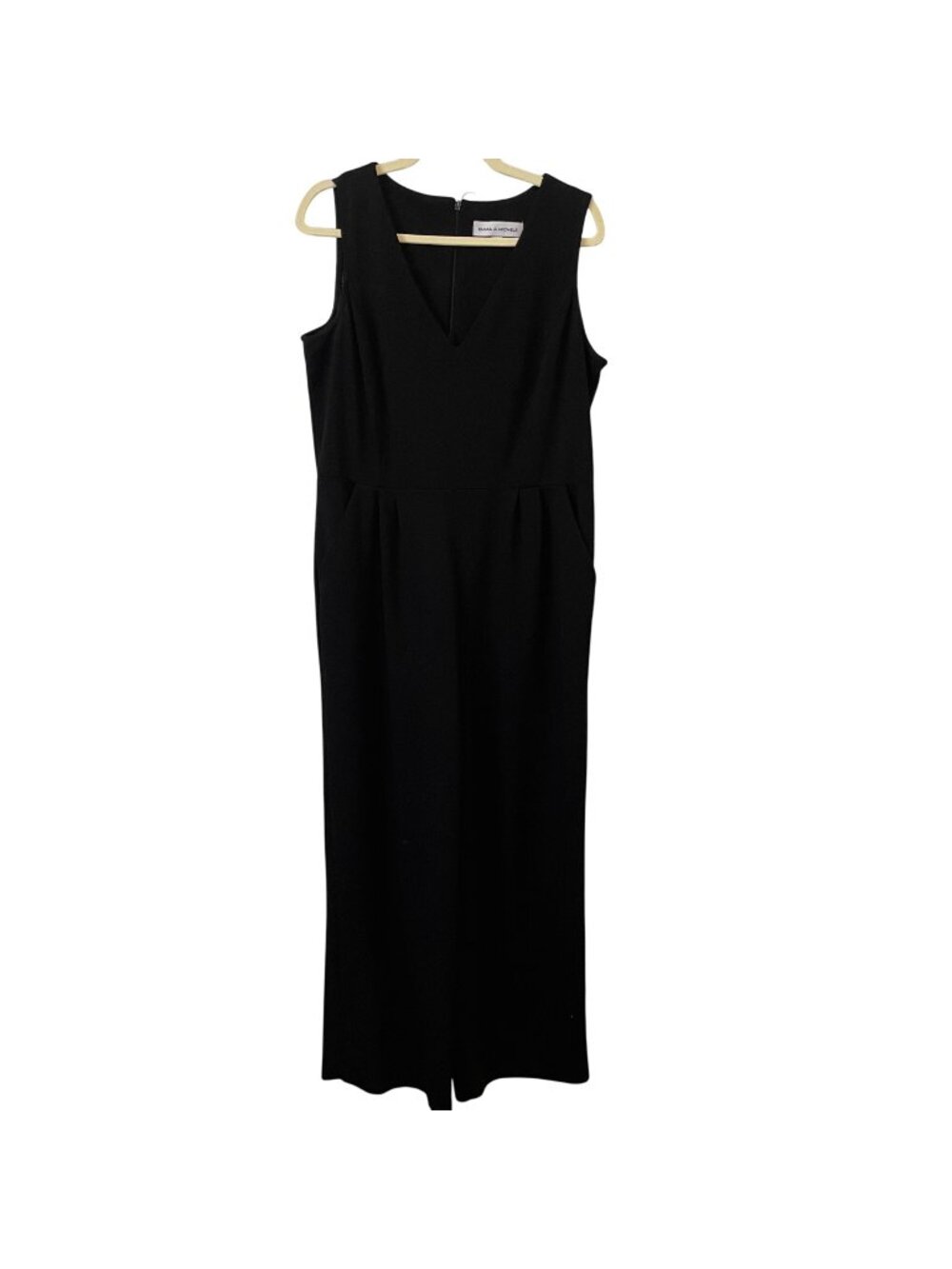 Emma & Michele Womens Black Sleeveless V-Neck Jumpsuit Size 14 With Back Zipper